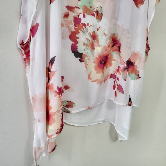 Calvin Klein 3X plus size floral sheer tunic top bohemian office lagenlook - Picture 3 of 9